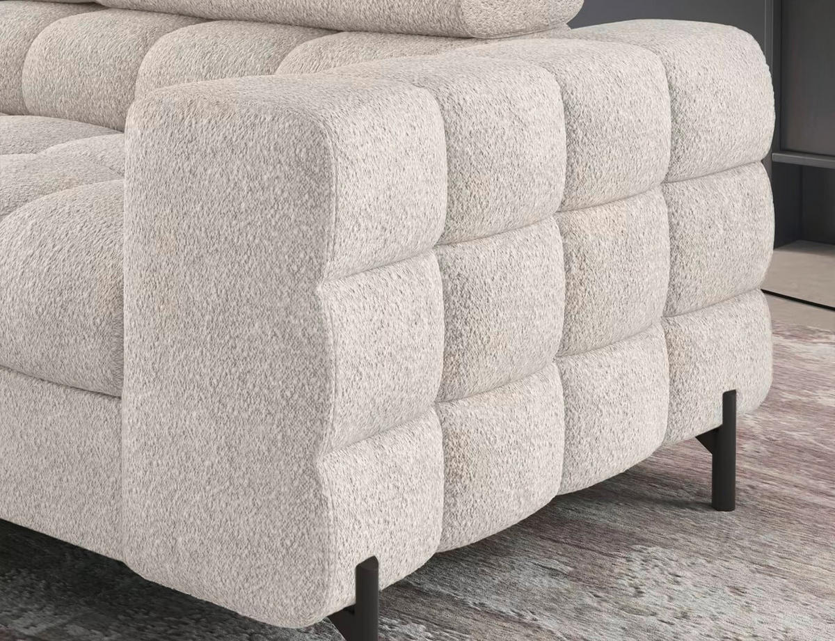 ECKSOFA Weiß Plüsch  - Schwarz/Weiß, Design, Textil/Metall (200/276cm) - MID.YOU