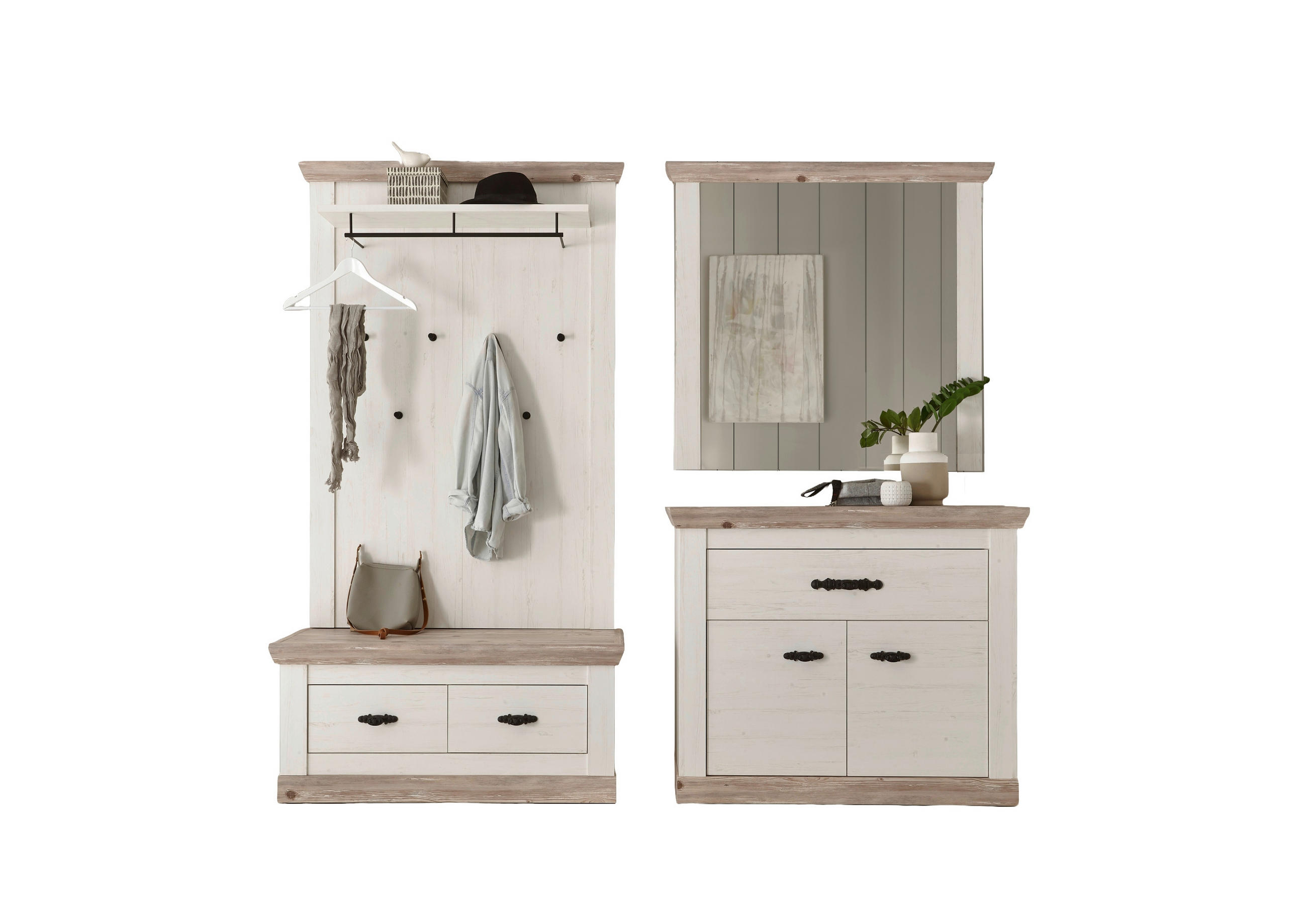 Mid.you Garderobe Pinien, Hellbraun 224x201x45 cm
