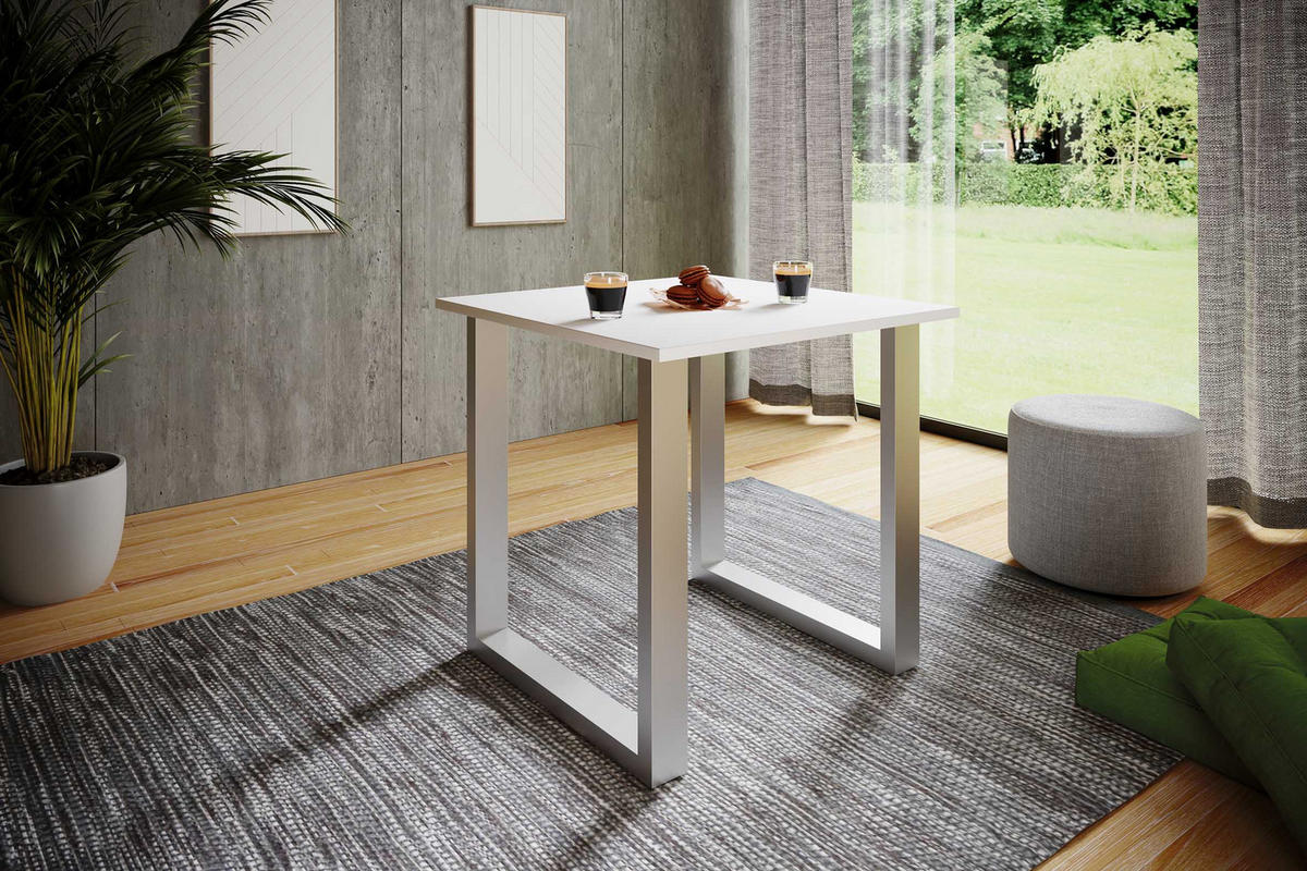 ESSTISCH in Holzwerkstoff 80/80/76 cm   - Weiss/Silberfarben, Basics, Holzwerkstoff (80/80/76cm) - MID.YOU