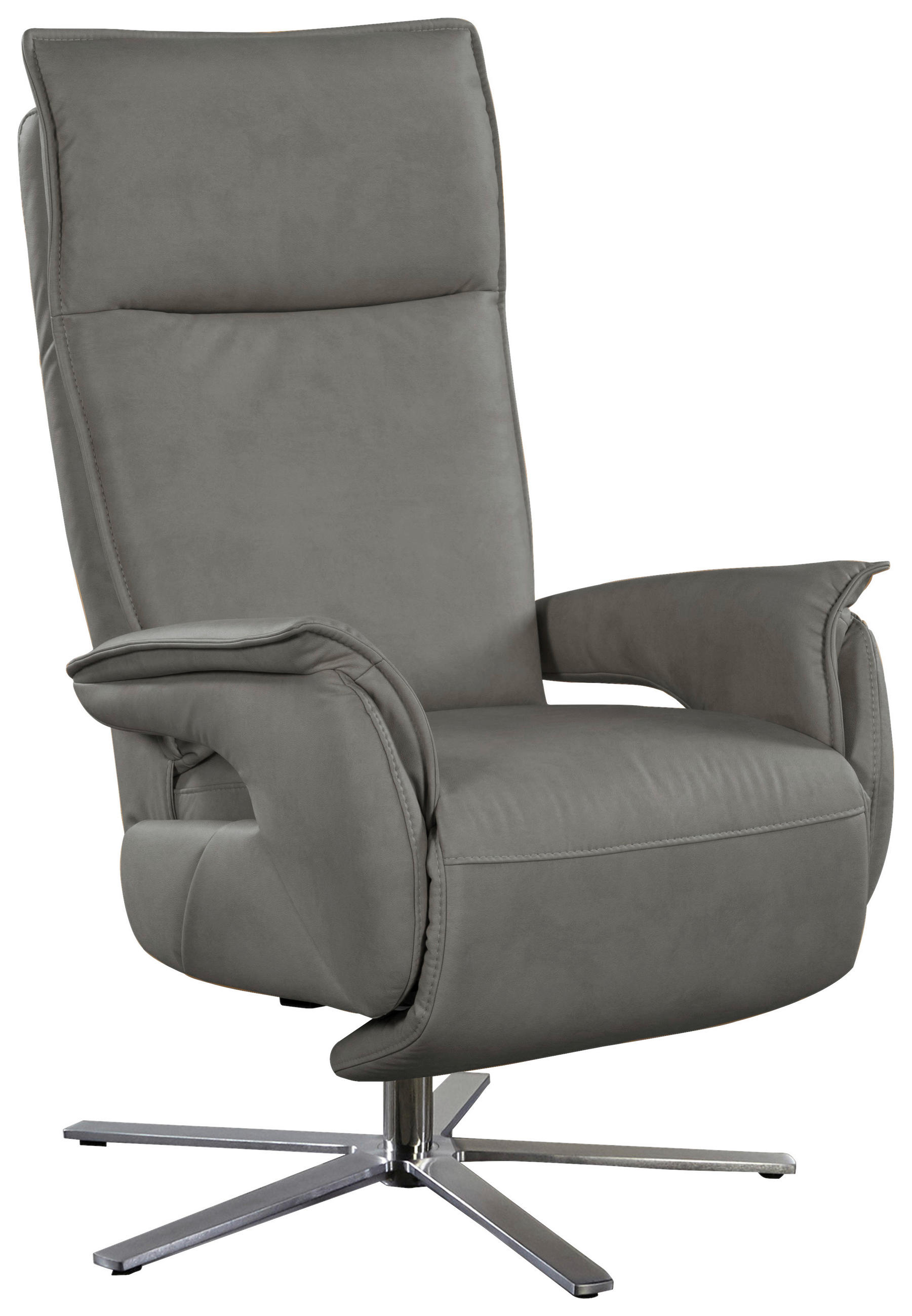 FERNSEHSESSEL in Grau - Edelstahlfarben/Grau, Modern, Leder/Metall (77/116/80cm) - Livetastic