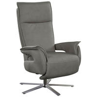 RELAXSESSEL in Leder Grau  - Edelstahlfarben/Grau, Modern, Leder/Metall (77/116/80cm) - Livetastic
