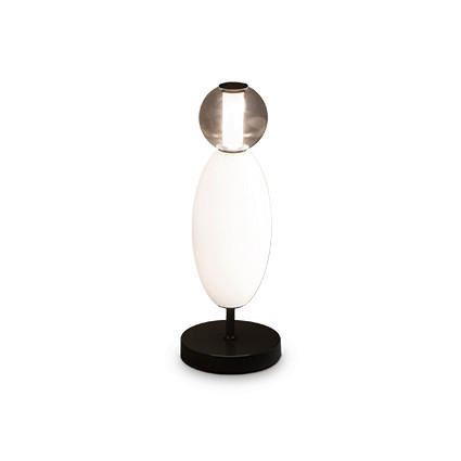 TISCHLEUCHTE 18/50 cm   - Schwarz/Weiß, Design, Glas/Metall (18/50cm)