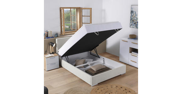 BOXBETT 140/200 cm in Ecru - Chromfarben/Ecru, KONVENTIONELL, Kunststoff/Textil (140/200cm) - Carryhome