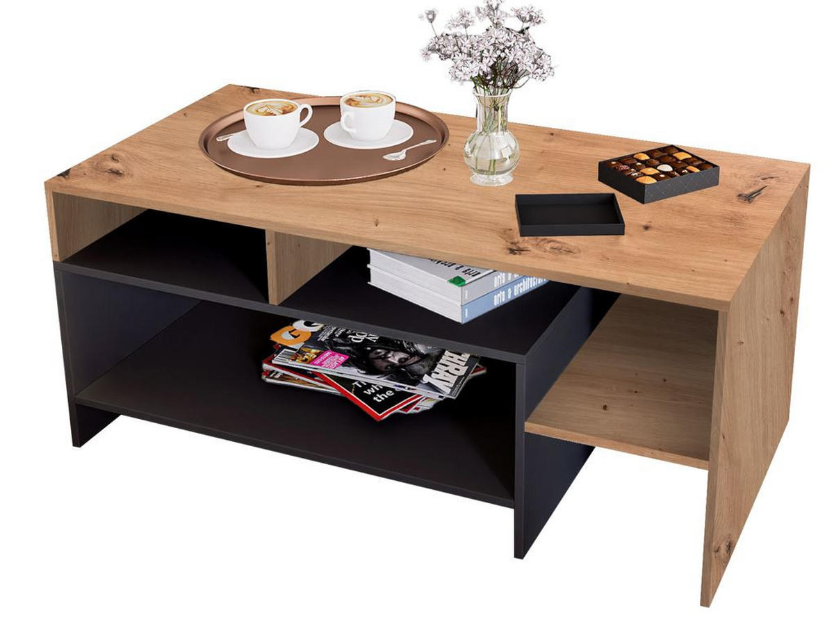 KLUB STOČIĆ 120/53/60 cm  antracit, hrast artisan  - antracit/hrast artisan, Dizajnerski, pločasti materijal (120/53/60cm) - Cantus