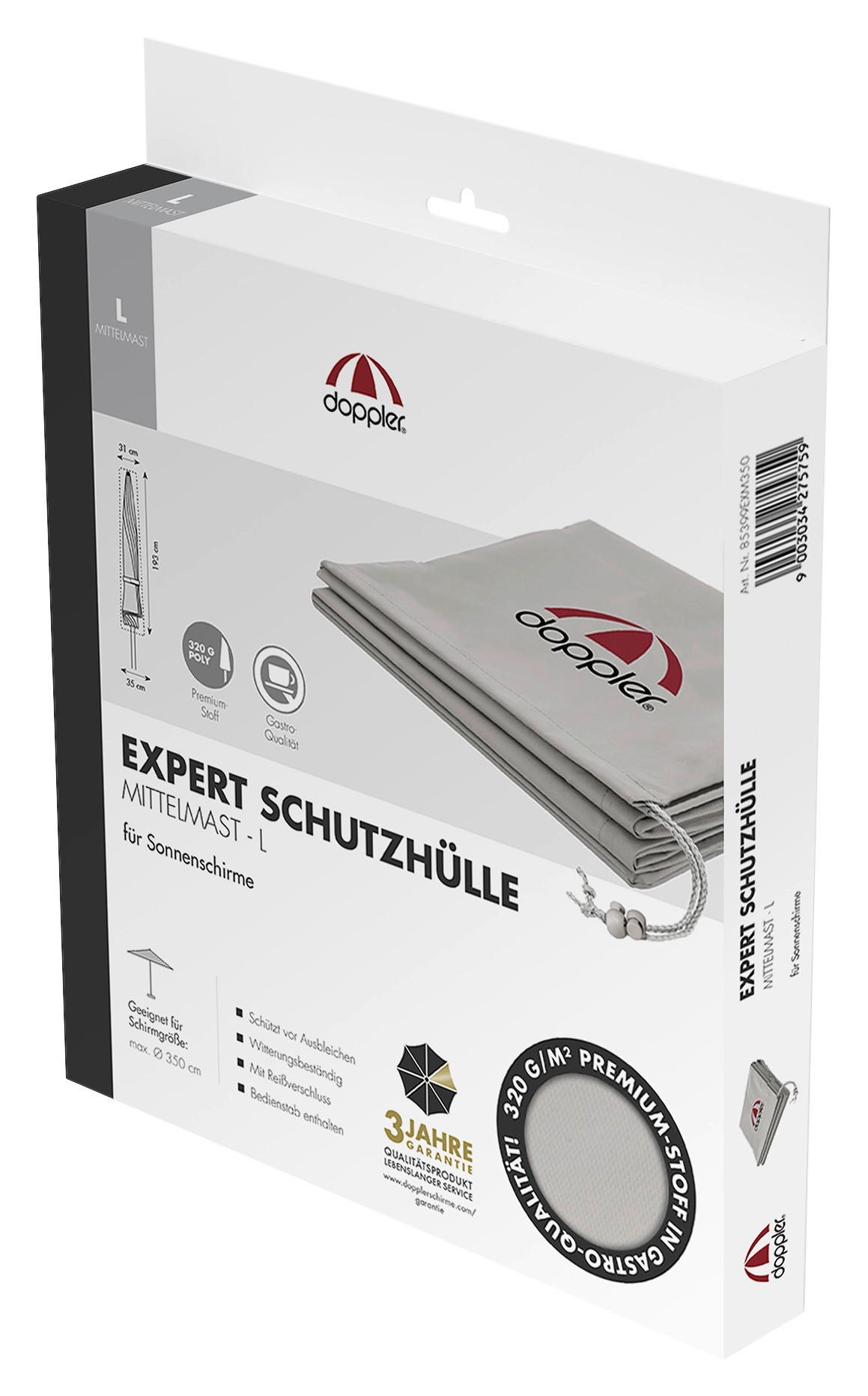 SCHIRMHÜLLE Grau   - Grau, Basics, Textil (350cm) - Doppler