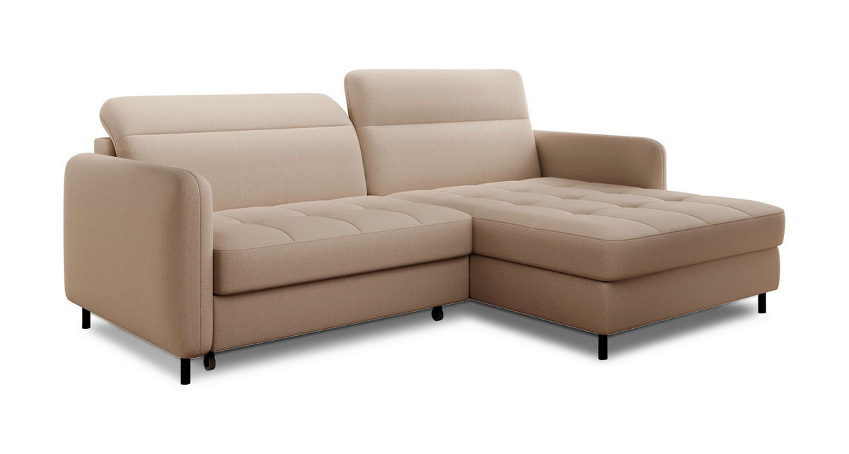 ECKSOFA in Velours Creme  228/165 cm  - Creme/Schwarz, Design, Textil/Metall (228/165cm) - MID.YOU