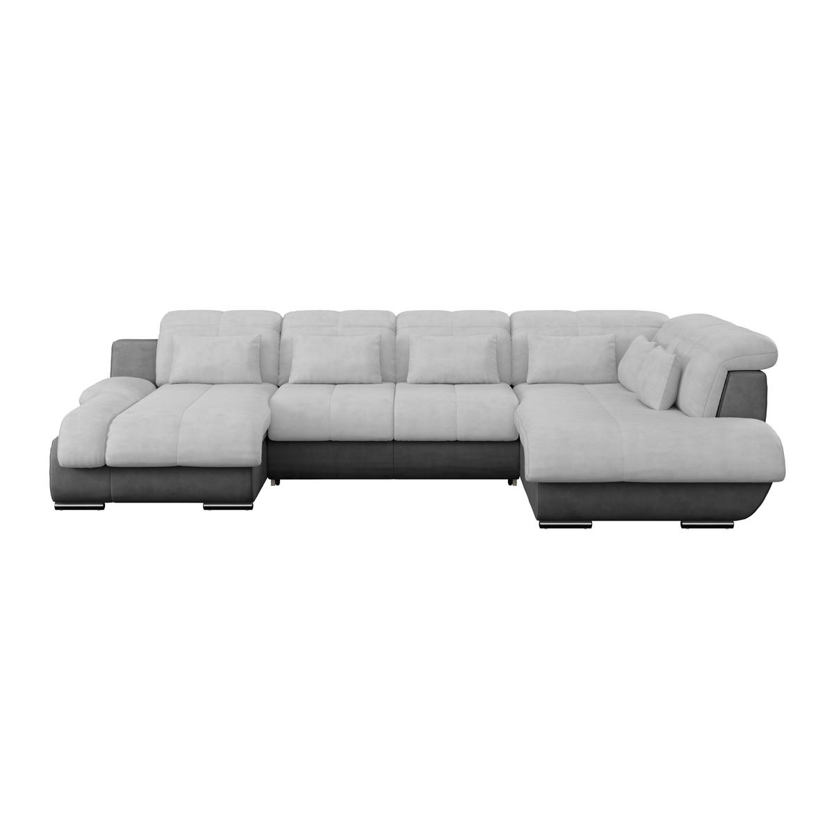 WOHNLANDSCHAFT Grau, Hellgrau, Dunkelgrau Mikrofaser  - Chromfarben/Dunkelgrau, MODERN, Textil/Metall (184/345/228cm) - MID.YOU