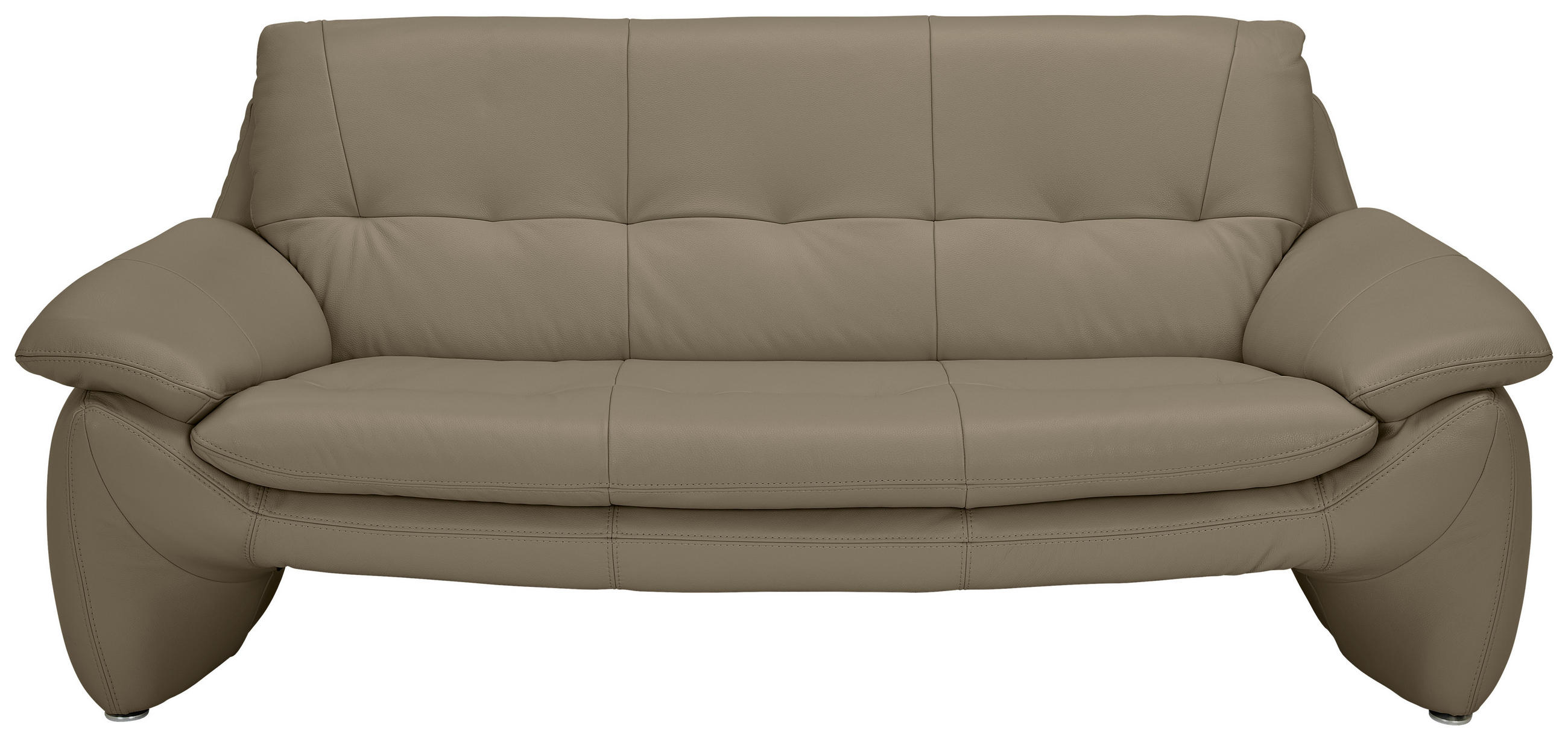 3-SITZER-SOFA Echtleder Mokka  - Silberfarben/Mokka, KONVENTIONELL, Leder/Metall (198/86/91cm) - Celina Home