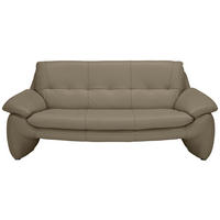 3-SITZER-SOFA Echtleder Mokka  - Silberfarben/Mokka, KONVENTIONELL, Leder/Metall (198/86/91cm) - Celina Home