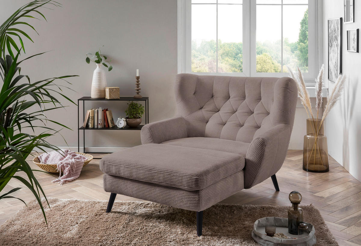 XXL-SESSEL Cord Taupe    - Taupe/Schwarz, Design, Holz/Textil (120/101/165cm) - Stylife