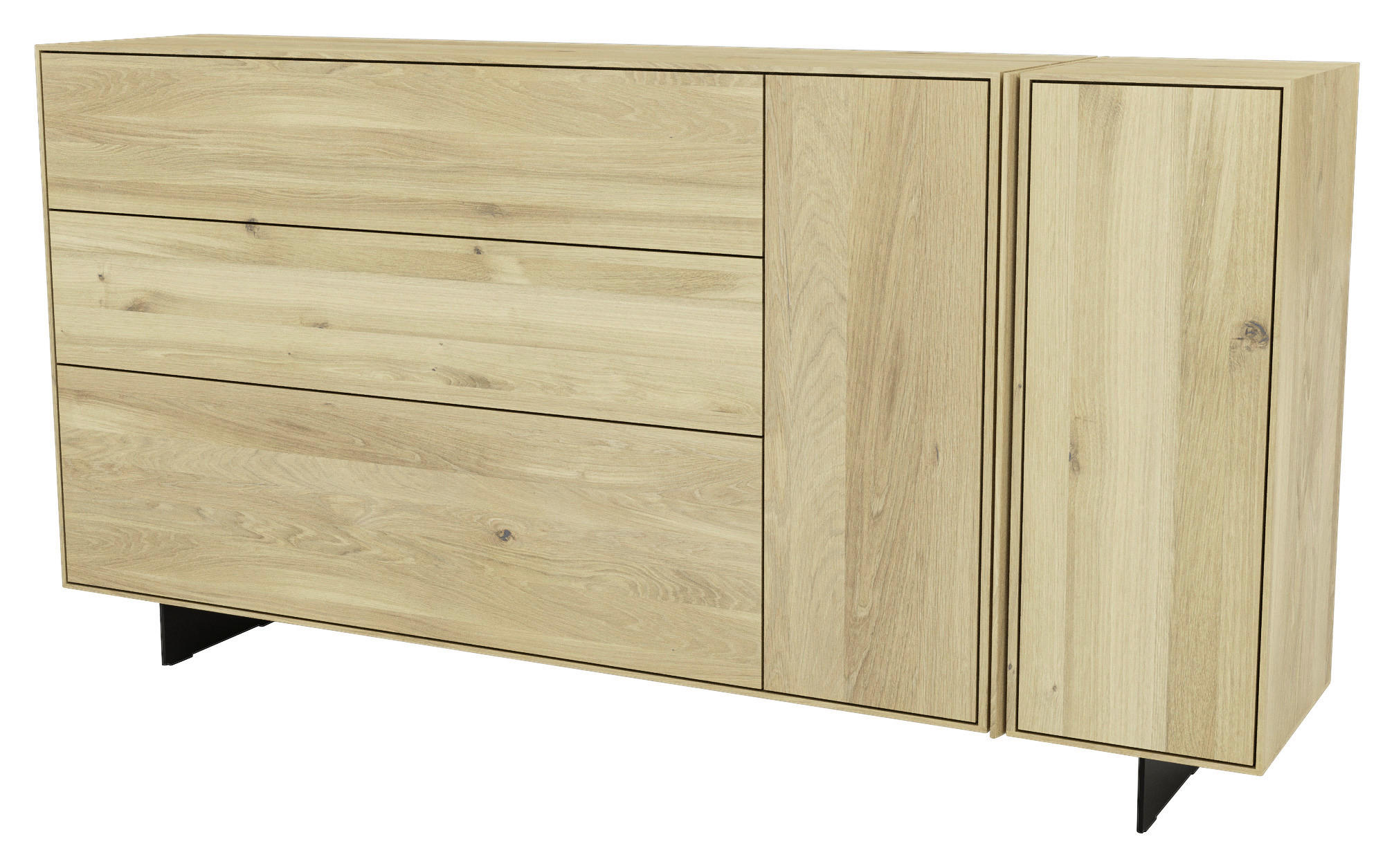 SIDEBOARD Eichefarben  188,8/96,6/41 cm  - Eichefarben/Schwarz, Natur, Holz/Metall (188,8/96,6/41cm) - Cassando