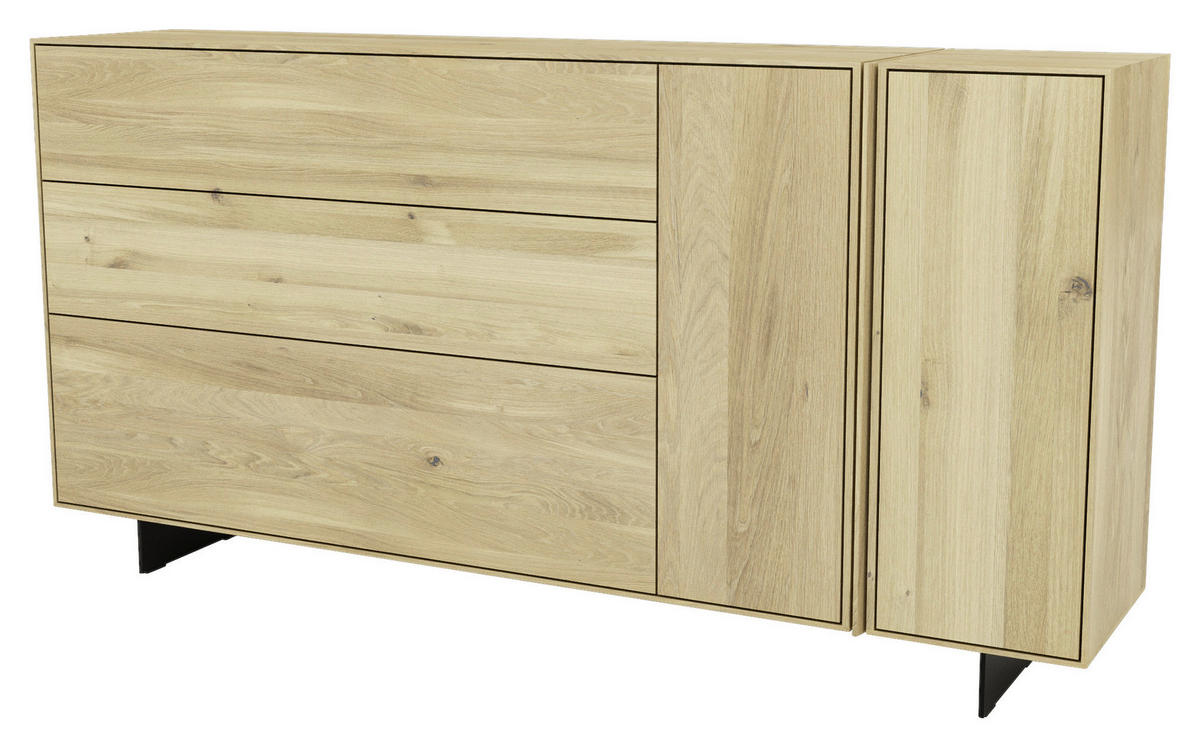 SIDEBOARD Eichefarben  188,8/96,6/41 cm  - Eichefarben/Schwarz, Natur, Holz/Metall (188,8/96,6/41cm) - Cassando