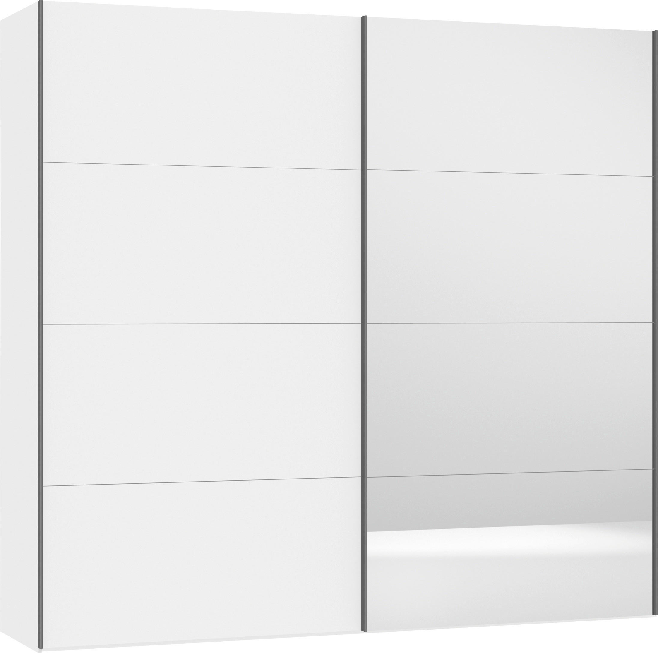 SCHWEBETÜRENSCHRANK  in Weiß  - Silberfarben/Weiß, Design, Glas/Holzwerkstoff (253/236/65cm) - Jutzler