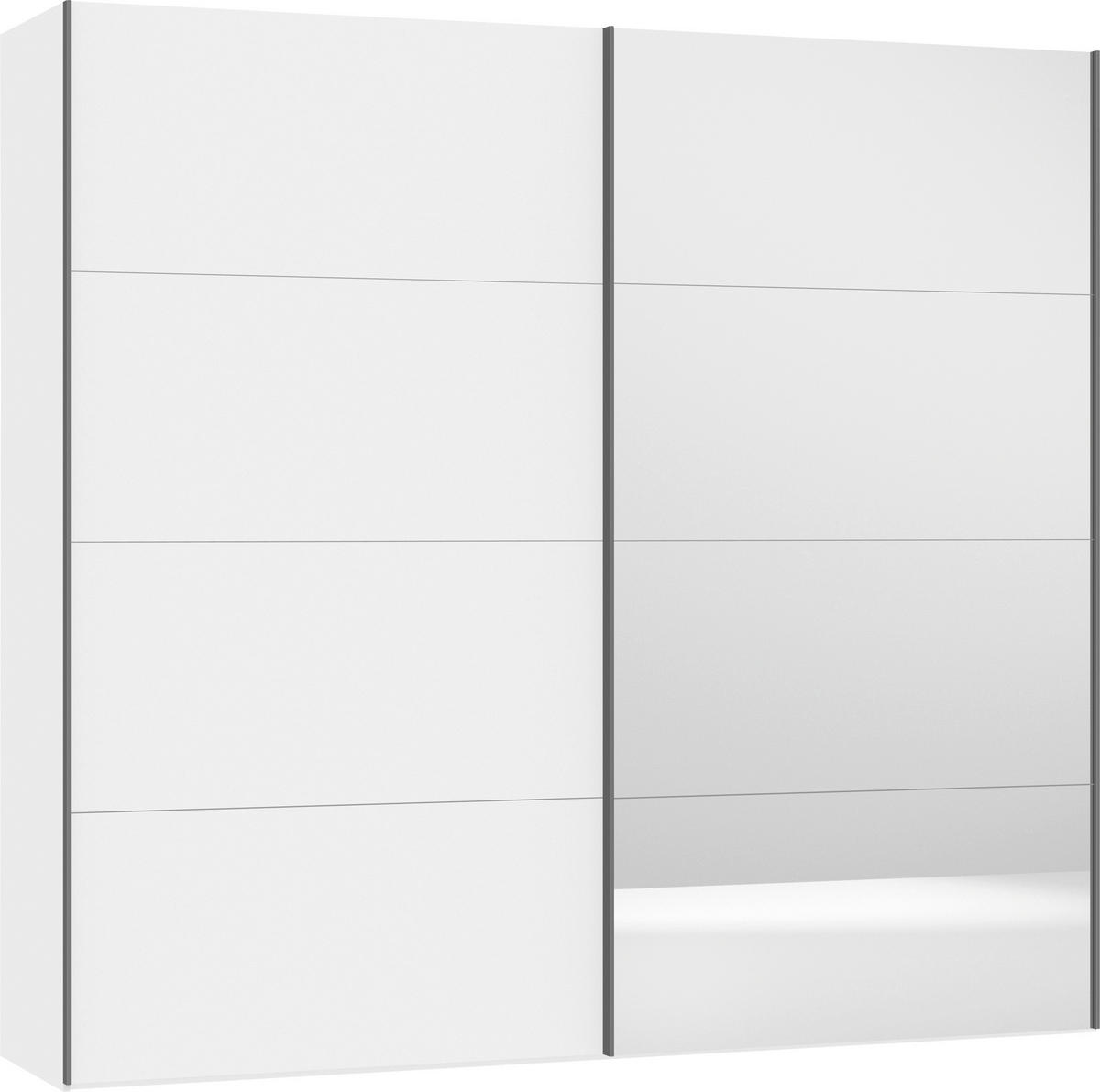 SCHWEBETÜRENSCHRANK 253/236/65 cm 2-türig Weiß  - Silberfarben/Weiß, Design, Glas/Holzwerkstoff (253/236/65cm) - Jutzler