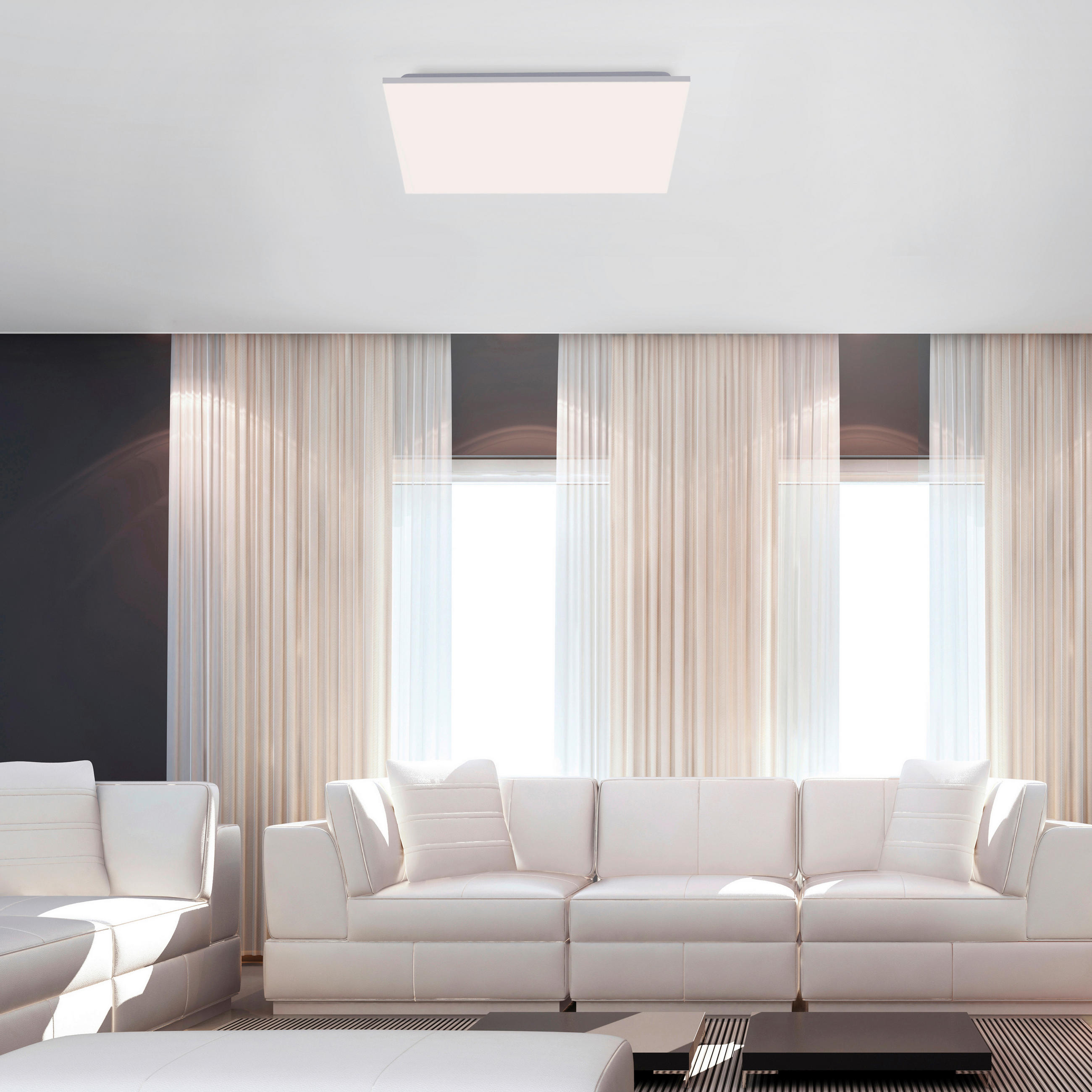 LED-DECKENLEUCHTE Canvas 59,5/59,5/7,2 cm   - Design, Kunststoff/Metall (59,5/59,5/7,2cm)
