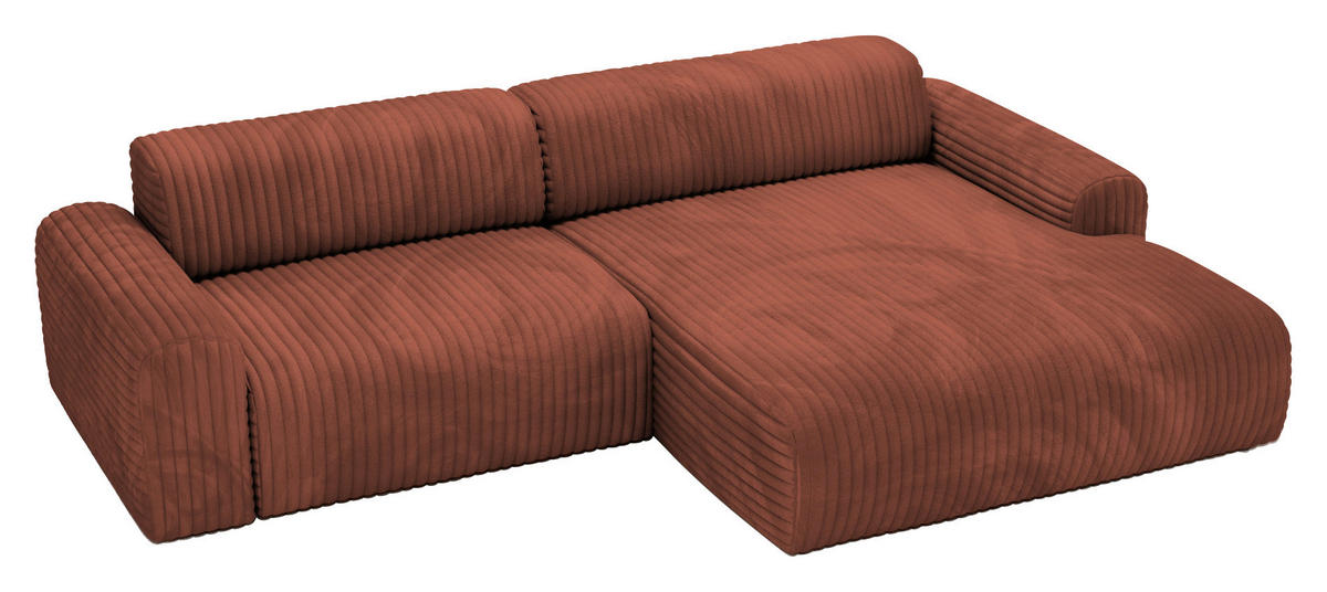 ECKSOFA Bronzefarben Cord  - Schwarz/Bronzefarben, Design, Kunststoff/Textil (292/178cm) - home24