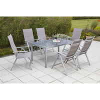 GARTENTISCHGRUPPE  - Silberfarben/Braun, ROMANTIK / LANDHAUS, Glas/Textil - Gardenson