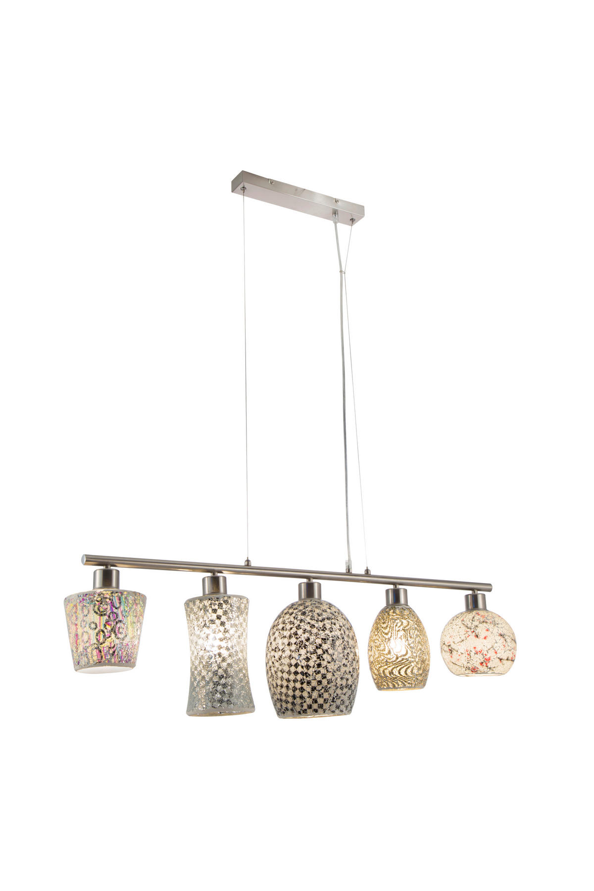 HÄNGELEUCHTE 90/17,5/150 cm  - Multicolor/Nickelfarben, KONVENTIONELL, Glas/Metall (90/17,5/150cm) - Globo