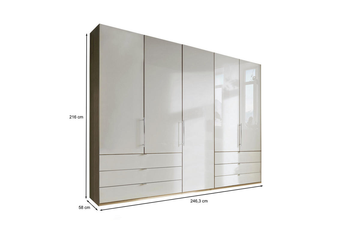 FALTTÜRENSCHRANK in Eichefarben, Champagner  - Chromfarben/Champagner, Konventionell, Glas/Holzwerkstoff (250/216/58cm) - Venda