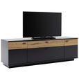 LOWBOARD in 195/63/50 cm - Eichefarben/Anthrazit, Design, Glas/Holzwerkstoff (195/63/50cm) - Novel