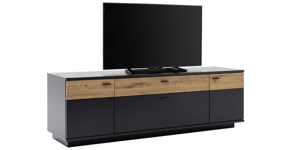 LOWBOARD in 195/63/50 cm - Eichefarben/Anthrazit, Design, Glas/Holzwerkstoff (195/63/50cm) - Novel