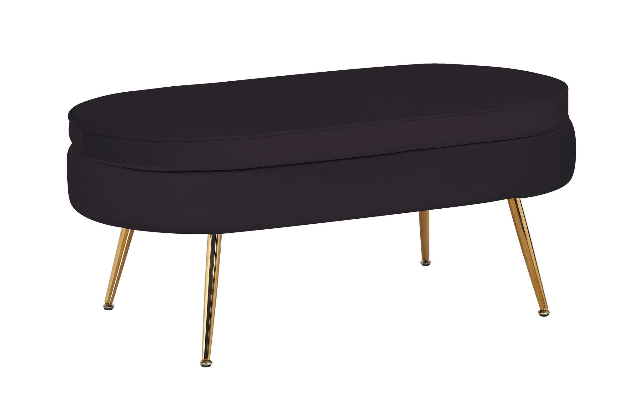 HOCKER in Textil Schwarz - Goldfarben/Schwarz, MODERN, Textil/Metall (99/40/44cm) - Livetastic