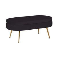 HOCKER in Textil Schwarz  - Goldfarben/Schwarz, MODERN, Textil/Metall (99/40/44cm) - Livetastic