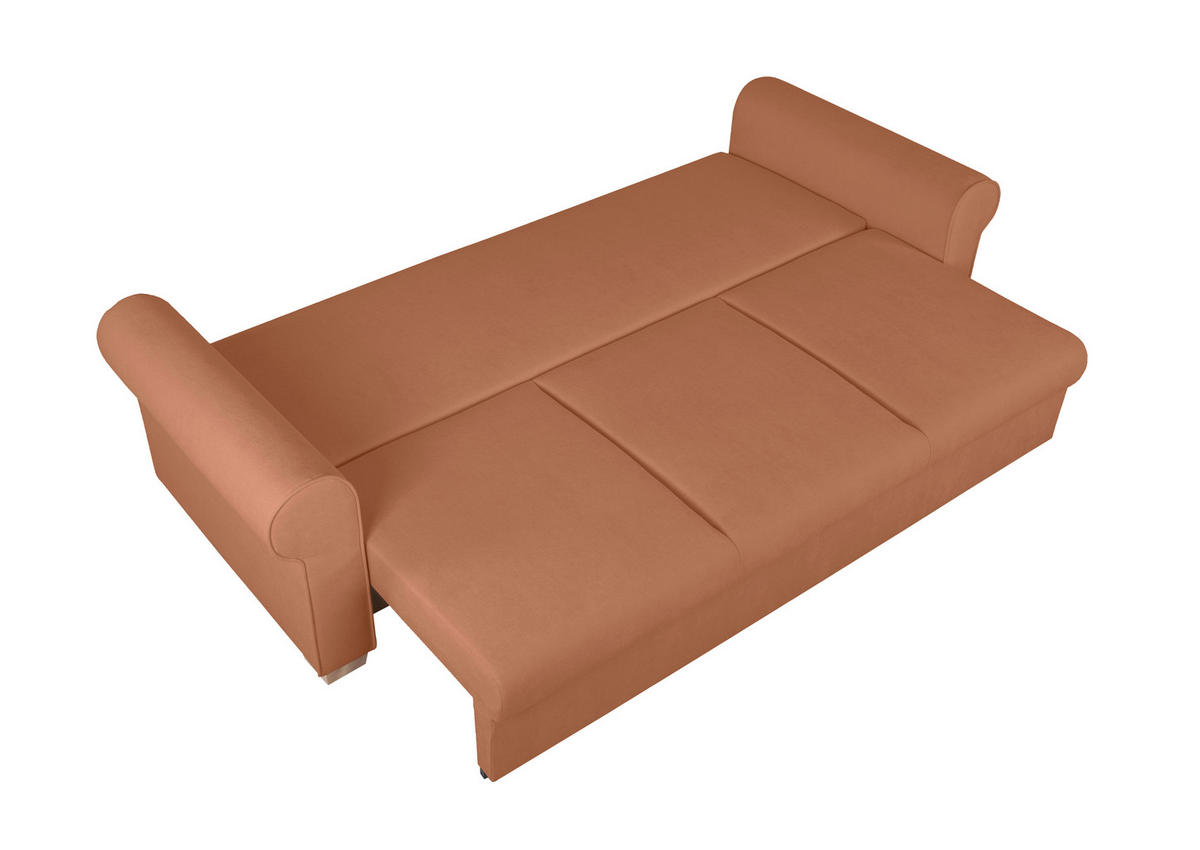 SCHLAFSOFA in Chenille Rostfarben  - Rostfarben/Buchefarben, Design, Holz/Textil (240/94/98cm) - MID.YOU