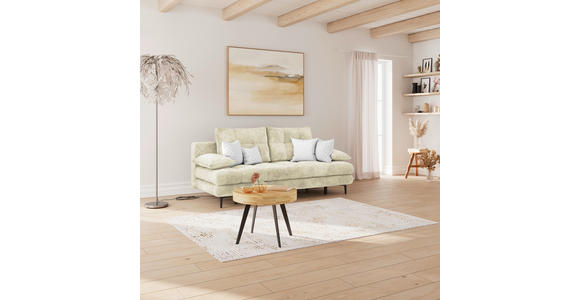 SCHLAFSOFA Chenille Creme Rückenkissen, Armlehnenkissen, Bettkasten, Schlaffunktion, Rücken echt  - Creme/Schwarz, KONVENTIONELL, Textil/Metall (203/94/96cm) - Carryhome