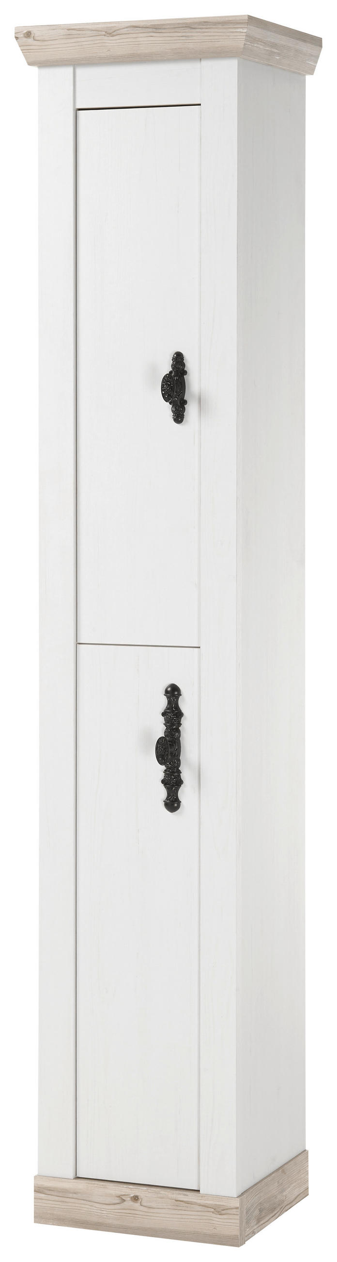 HOCHSCHRANK 42/200/35 cm  - Schwarz/Pinienfarben, Design, Holzwerkstoff/Metall (42/200/35cm) - MID.YOU