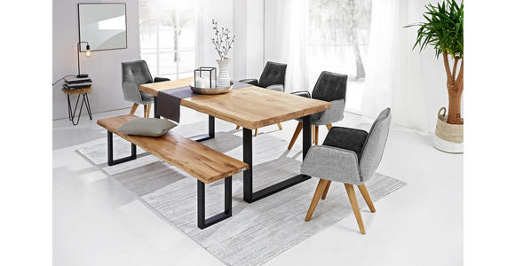 ARMLEHNSTUHL in Grau, Eichefarben - Eichefarben/Grau, Design, Holz/Textil (65/89/60cm) - Venda