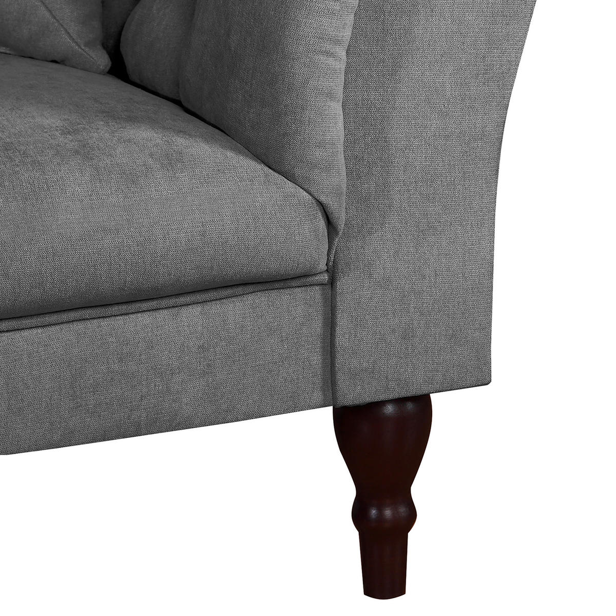 3-SITZER-SOFA Mikrofaser Grau  - Braun/Grau, Design, Holz/Textil (232/79/97cm) - Livetastic