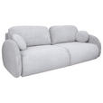 SCHLAFSOFA mit Liegefunktion, Schlafen auf Sitzhöhe, Rücken echt Chenille Hellgrau - Hellgrau/Schwarz, KONVENTIONELL, Kunststoff/Textil (222/90/100cm) - Carryhome