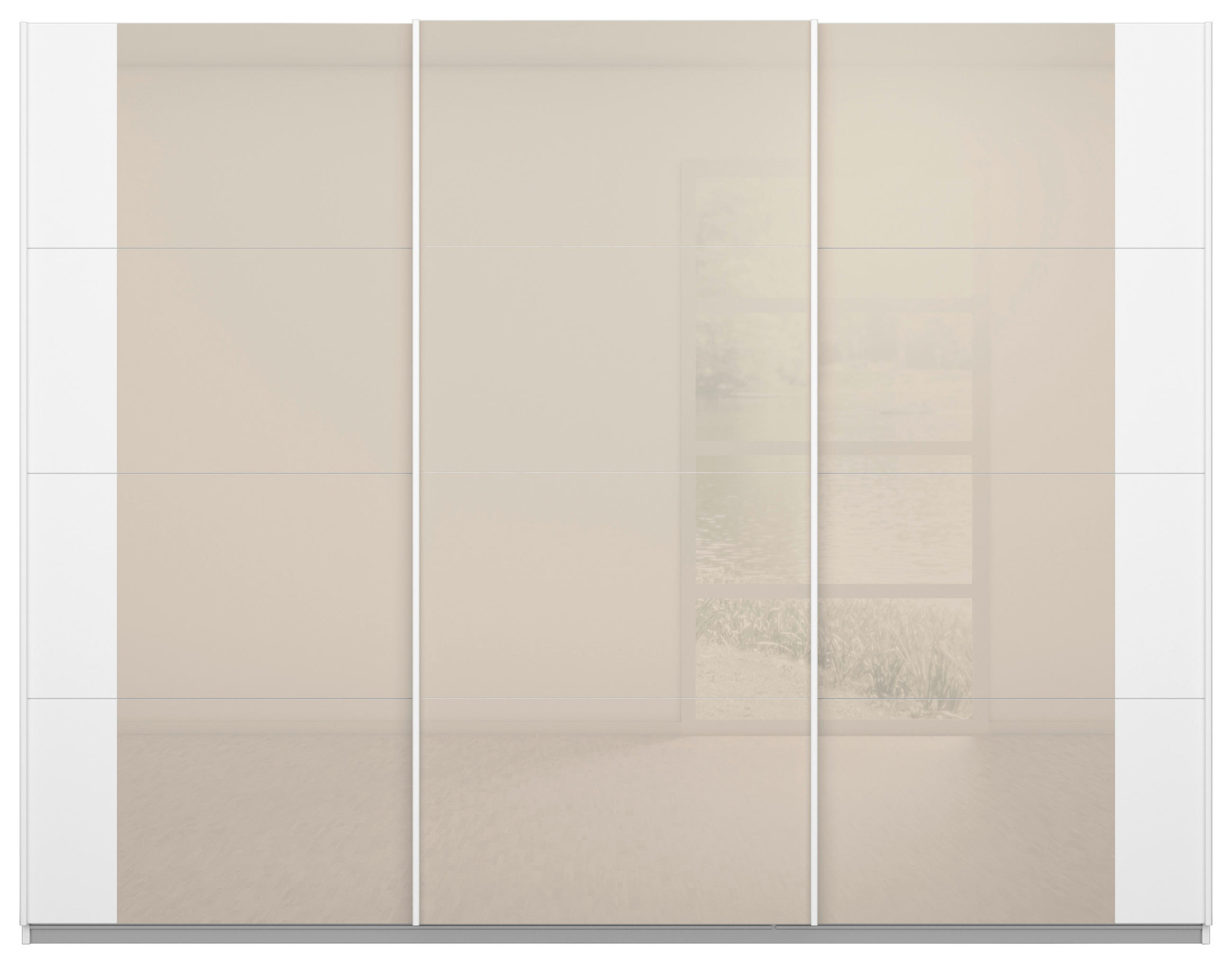 SCHWEBETÜRENSCHRANK 271/210/62 cm 3-türig Weiß, Champagner  - Champagner/Weiß, MODERN, Glas/Holzwerkstoff (271/210/62cm) - Rauch Möbel