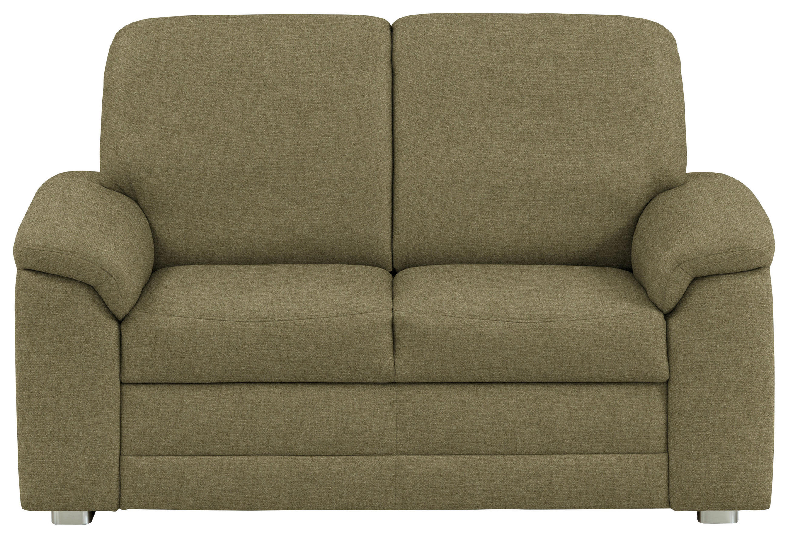 2-SITZER-SOFA Chenille Schilfgrün  - Schilfgrün/Alufarben, Konventionell, Textil/Metall (156/96/89cm) - Beldomo Comfort