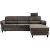 ECKSOFA Graubraun Mikrofaser  - Graubraun/Schwarz, MODERN, Holz/Textil (279/176cm) - Livetastic