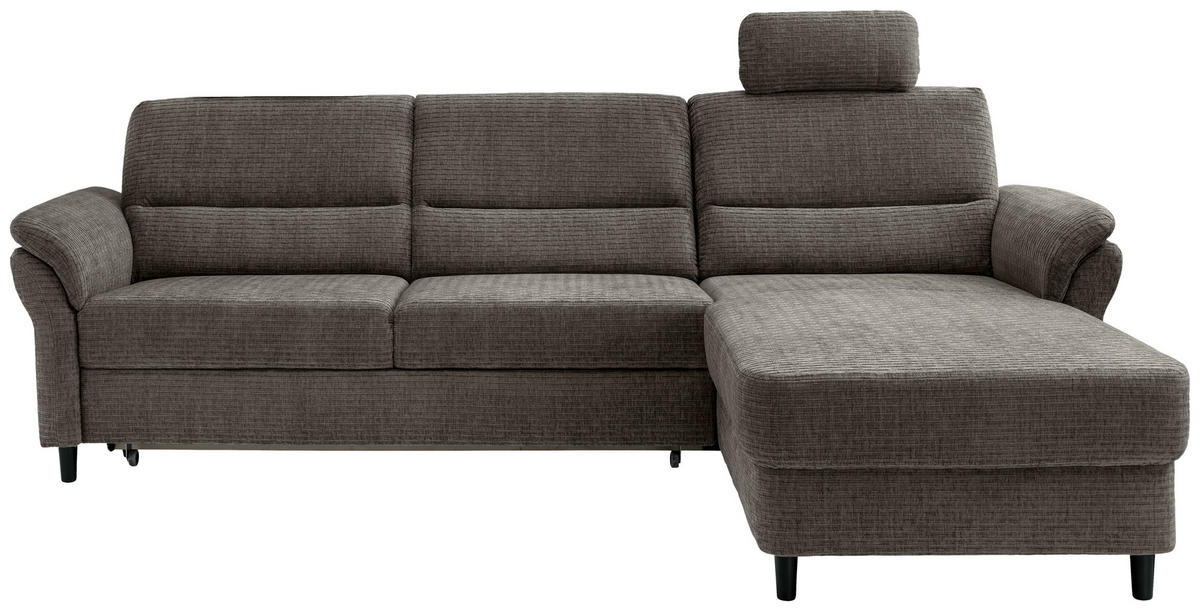 ECKSOFA Mikrofaser Graubraun  - Graubraun/Schwarz, Modern, Holz/Textil (279/176cm) - Livetastic