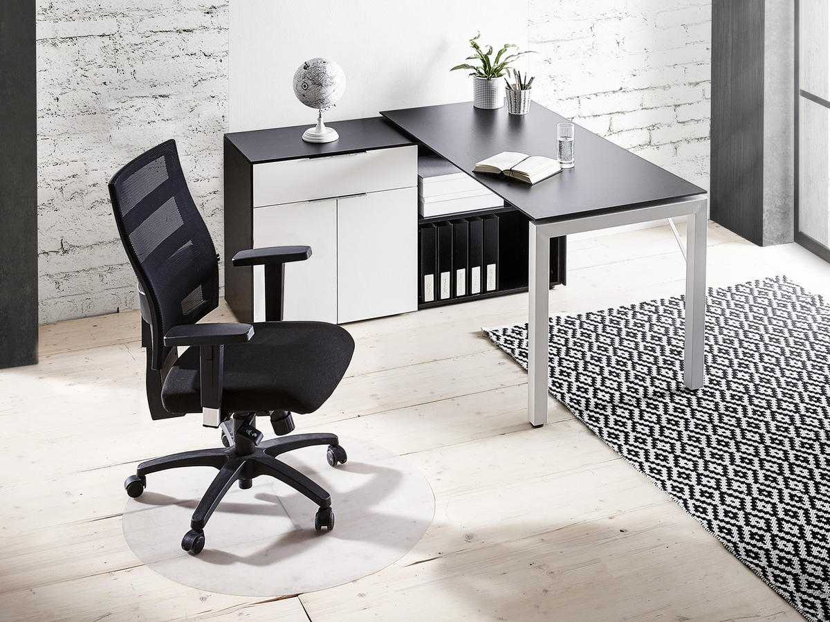 DREHSTUHL  in Netzbespannung, Mikrofaser Schwarz  - Schwarz, Design, Kunststoff/Textil (48/96-114/48cm) - Topstar