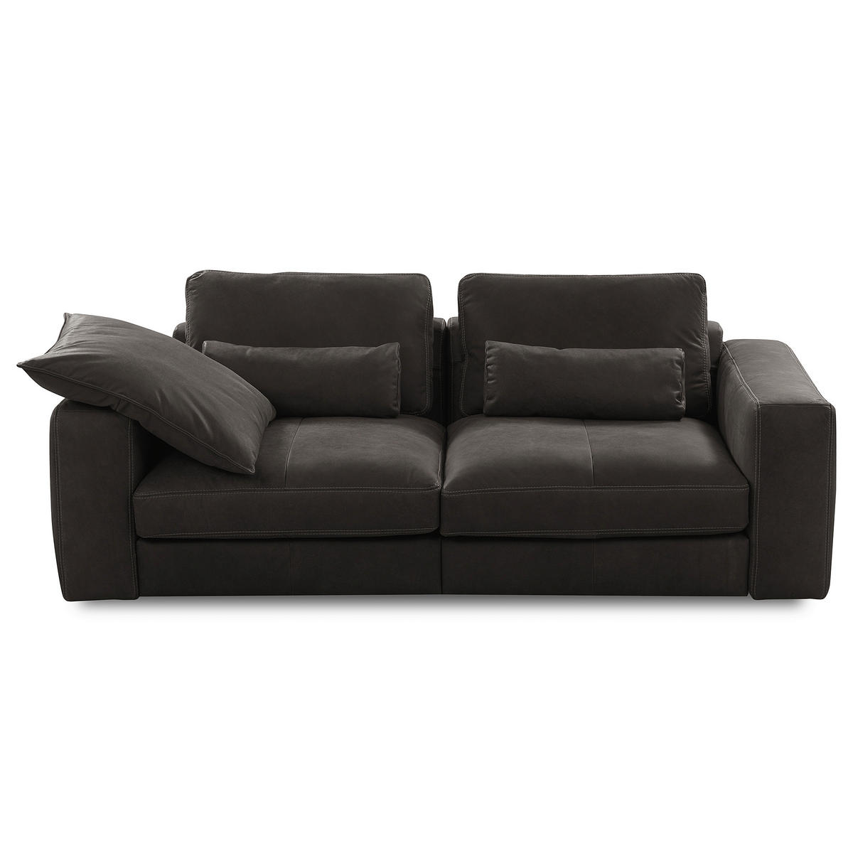 2-SITZER-SOFA  in Echtleder Dunkelgrau   - Dunkelgrau/Beige, Design, Leder/Kunststoff (240/85/123cm) - Livetastic