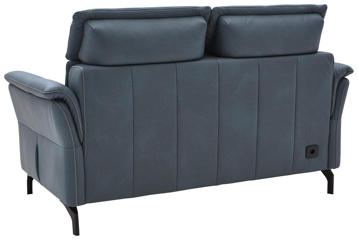 2-SITZER-SOFA in Echtleder Graublau  - Graublau/Schwarz, Konventionell, Leder/Metall (178/103/92cm) - Dieter Knoll