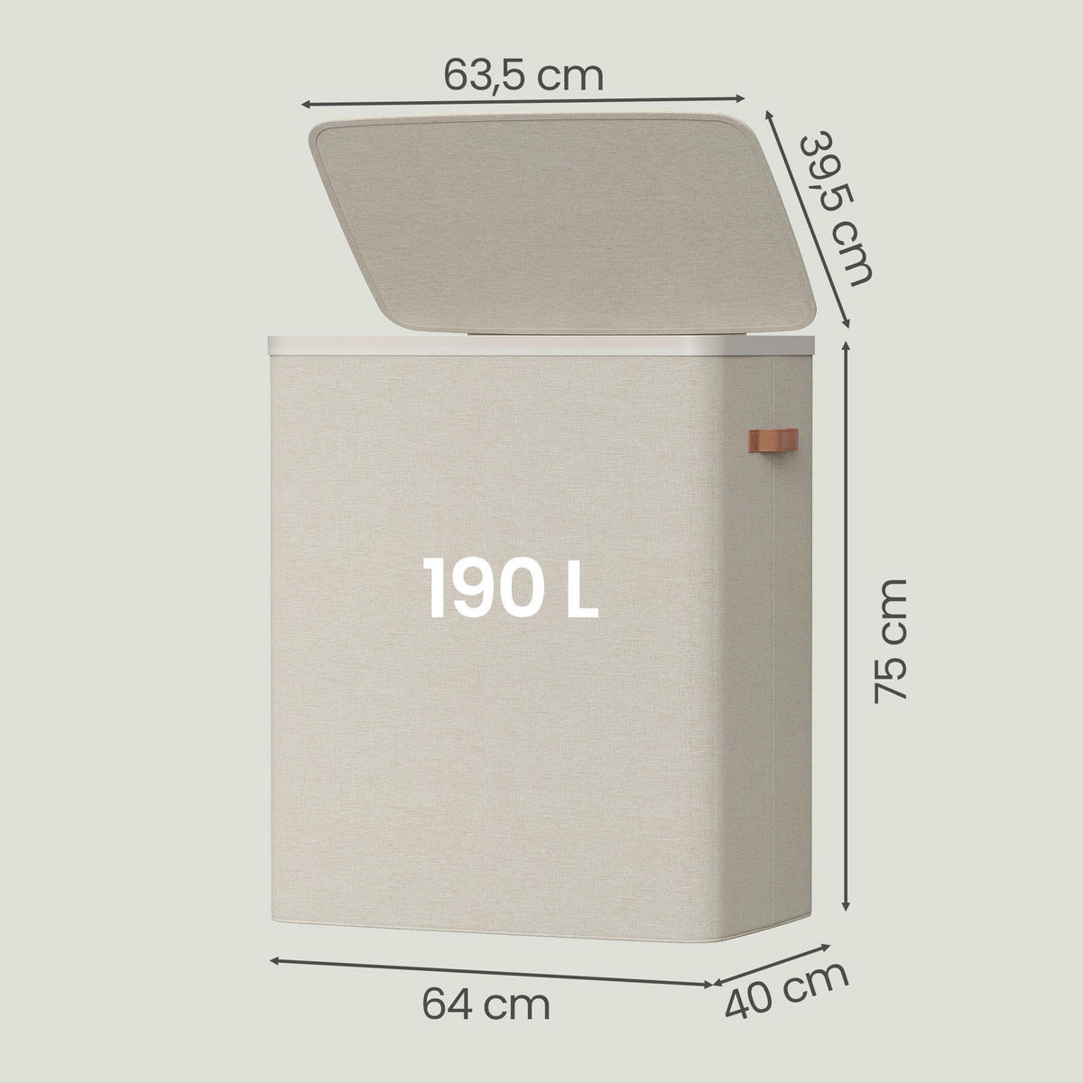 WÄSCHEKORB - Beige, Trend, Holzwerkstoff/Kunststoff (64/75/40cm) - Boxxx