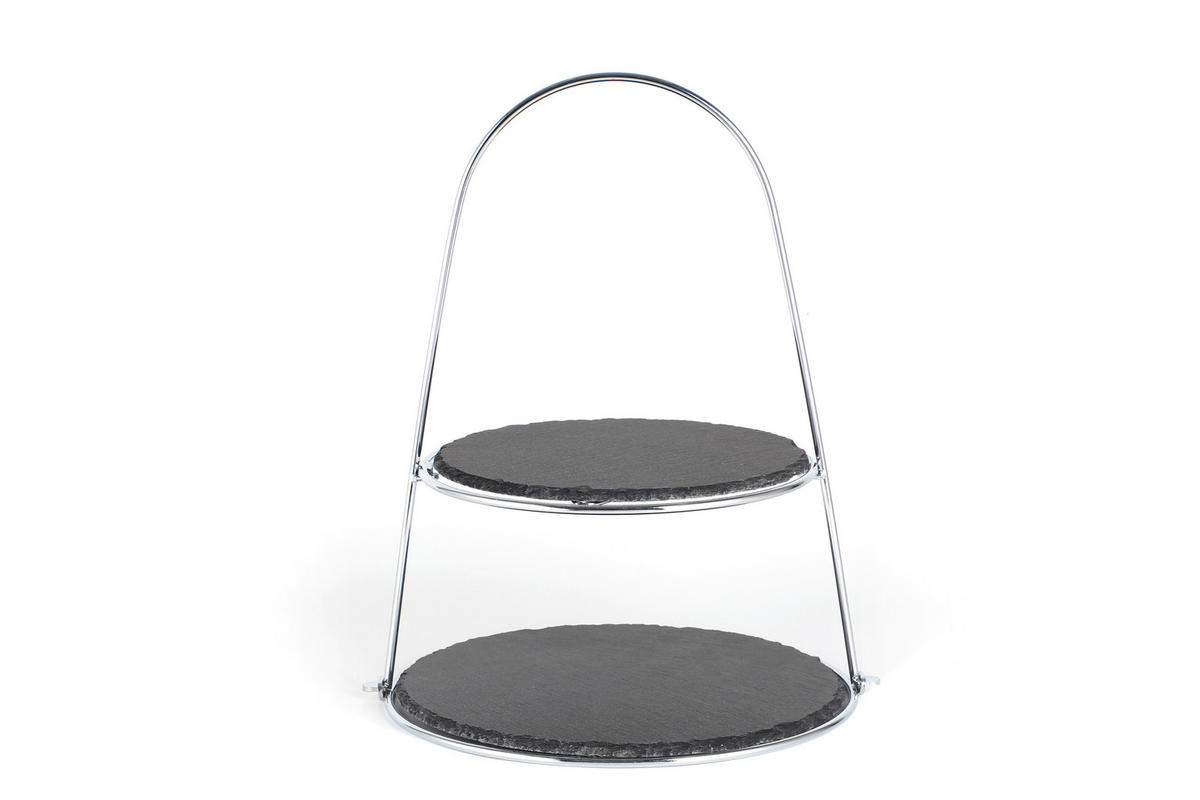 CUPCAKE-STÄNDER 2-stöckig - Silberfarben, Basics, Stein/Metall (24/29/40cm) - Echtwerk