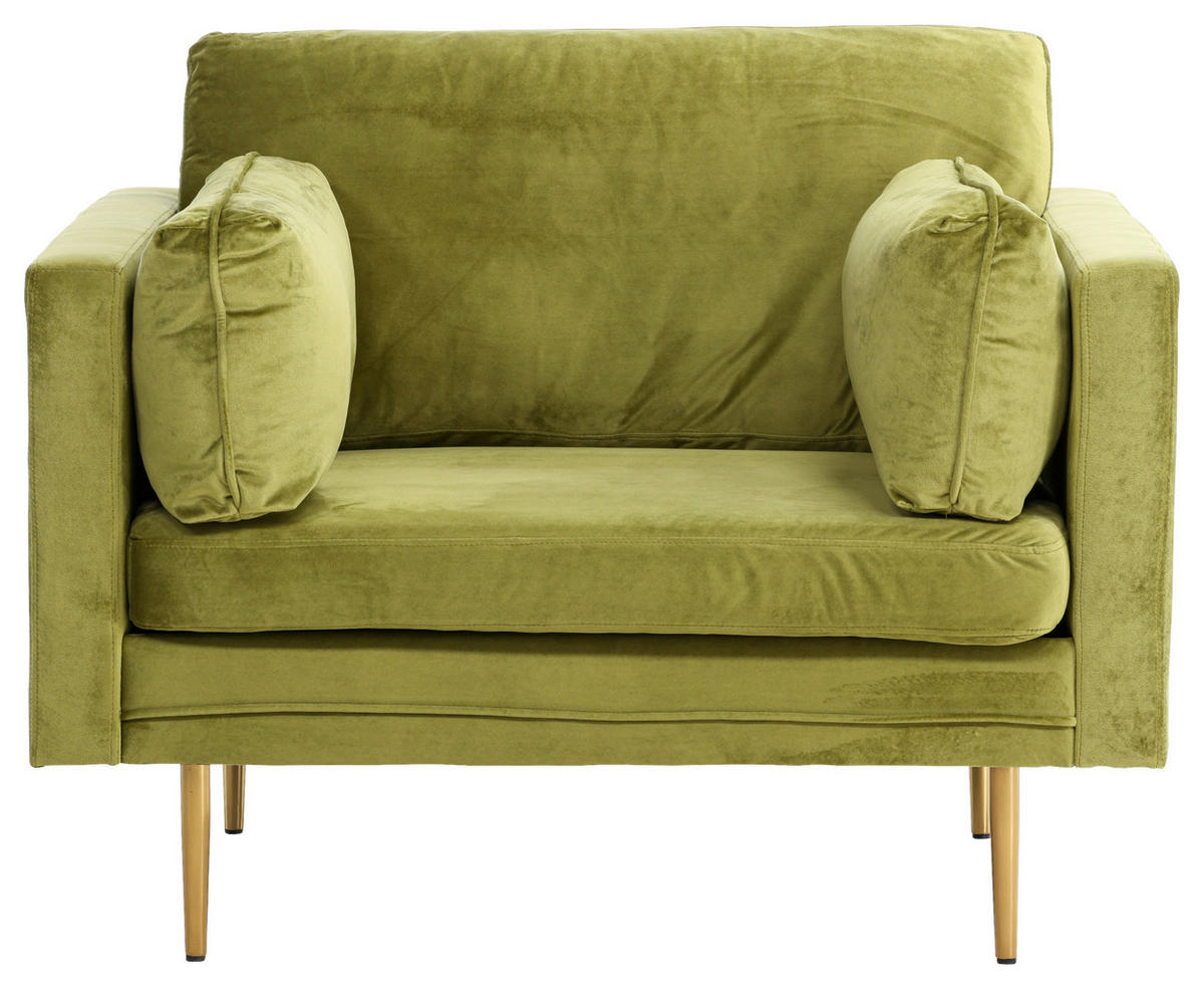 SESSEL in Velours Grün, Goldfarben  - Goldfarben/Grün, Design, Textil/Metall (110/84/86cm) - Livetastic
