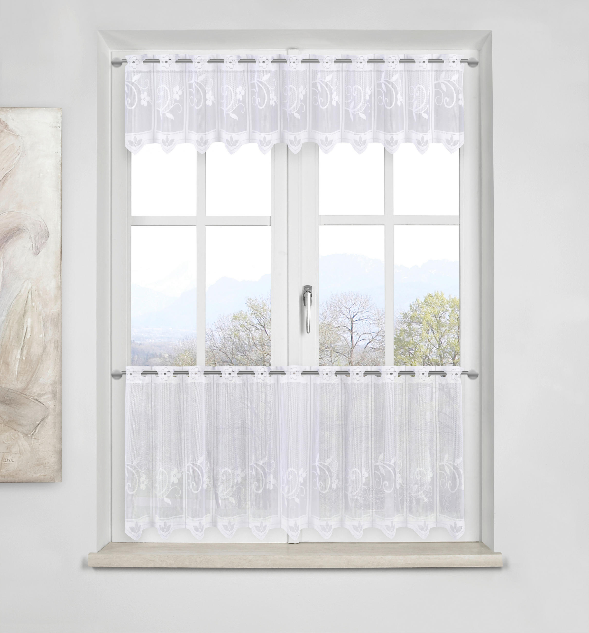 KURZGARDINEN 2ER SET   160/50 cm   - Weiß, KONVENTIONELL, Textil (160/50cm) - Esposa