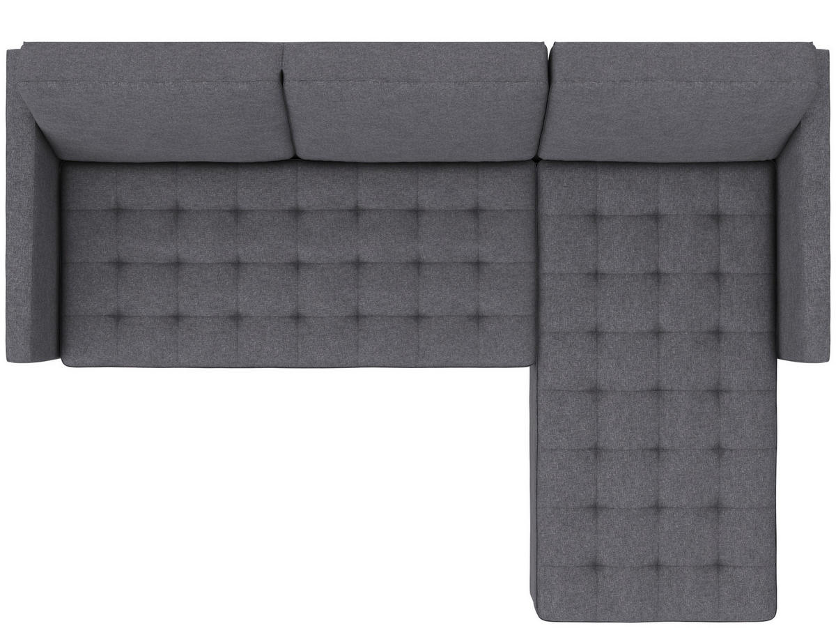 ECKSOFA PALERMO Grau Webstoff, Leinenoptik Schlaffunktion, Stauraum  - Schwarz/Grau, Basics, Kunststoff/Textil (213/154cm) - Livetastic