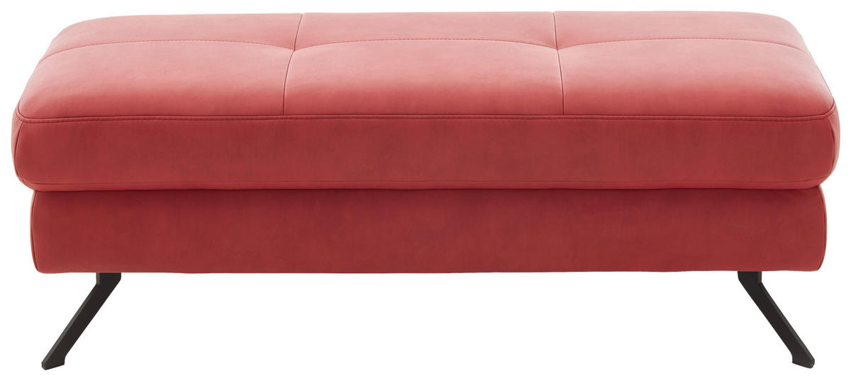 HOCKER Lederlook, Mikrofaser Rot  - Rot/Schwarz, Design, Textil/Metall (130/47/65cm) - Beldomo Speed