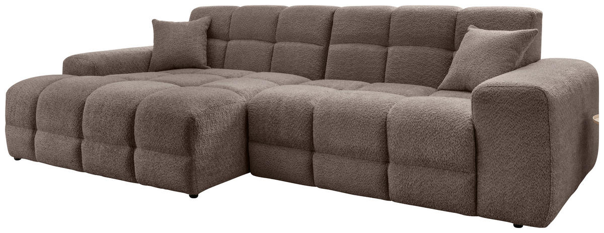 ECKSOFA in Bouclé Taupe  - Taupe/Schwarz, Modern, Kunststoff/Textil (152/301cm) - Livetastic