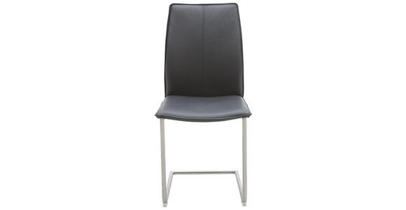 SCHWINGSTUHL in Edelstahl Echtleder pigmentiert - Edelstahlfarben/Schwarz, Design, Leder/Metall (46/93/56cm) - Dieter Knoll