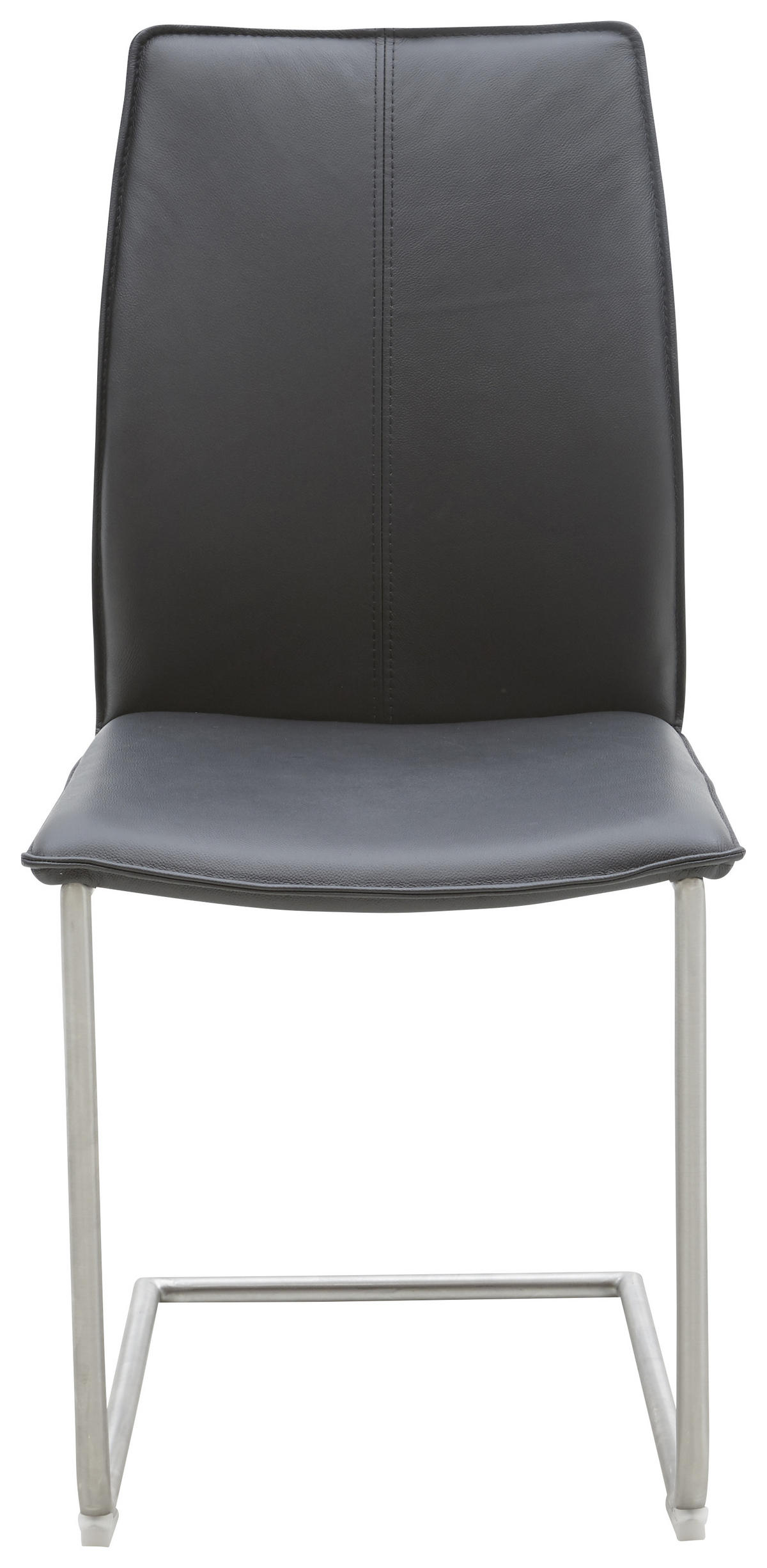SCHWINGSTUHL  in Edelstahl Echtleder pigmentiert  - Edelstahlfarben/Schwarz, Design, Leder/Metall (46/93/56cm) - Dieter Knoll