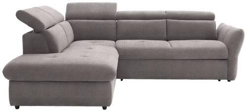 ECKSOFA in Velours Hellgrau  224/254 cm  - Hellgrau/Schwarz, Design, Kunststoff/Textil (224/254cm) - Stylife